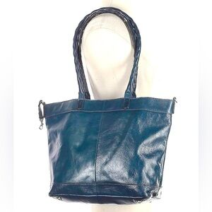 Patricia Nash Blue Leather Tote Travel Purse EUC